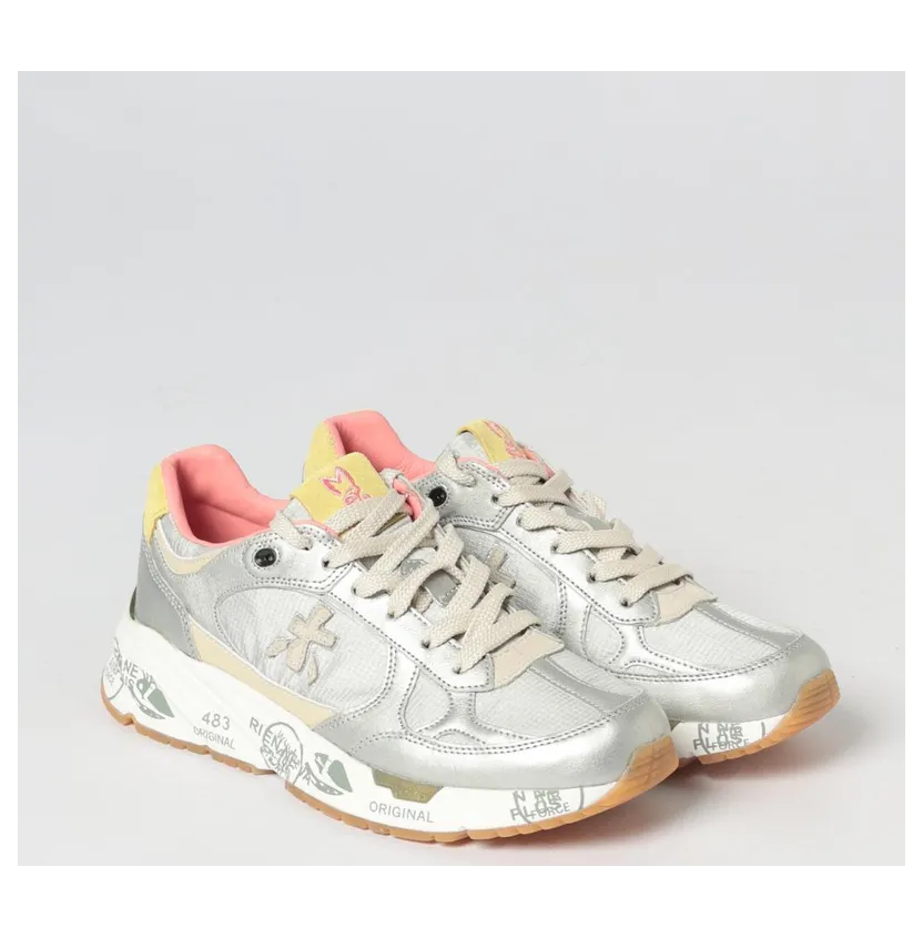 Premiata Mased Laminated Leather and Nylon Sneakers Silver (MASED8115)