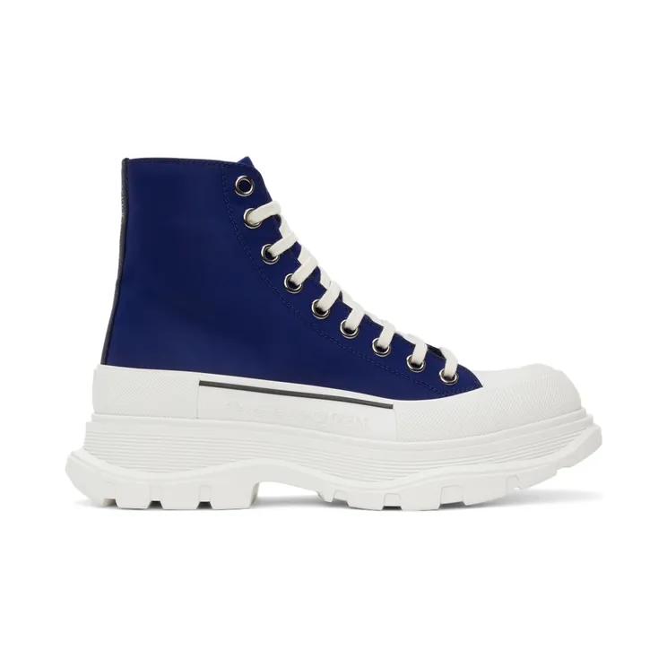 Alexander McQueen Blue Tread Slick High Sneakers (604254W4IF1)