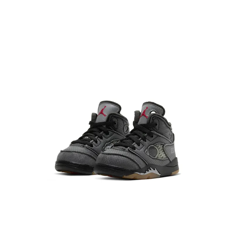 Jordan 5 Retro Off-White Black (TD) Black/Muslin-Fire Red (CV4828-001)