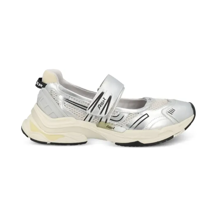 Ash Mesh-Slip-On-Sneakers mit Klettverschluss “Silver” (ROLLS02)