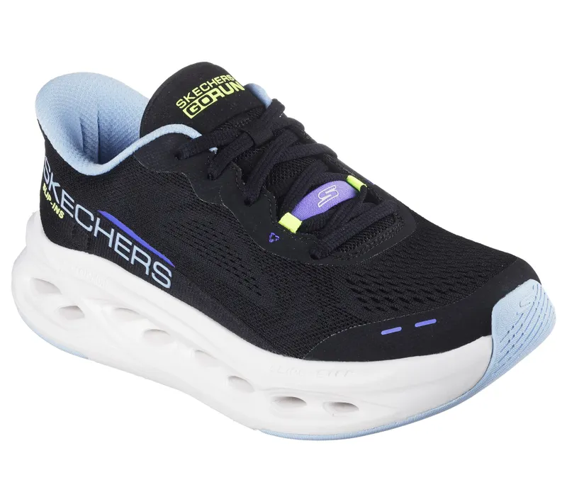Skechers Slip-ins: Max Cushioning Glide-Step – Black / Blue – “Black” (129400 BKBL)