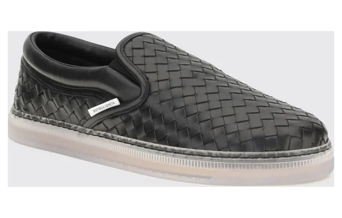Bottega Veneta Intrecciato Leather Slip-On Sneakers Black (876113V6VE01000)