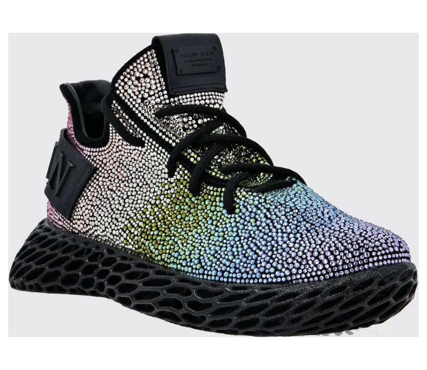 Philipp plein Low-Top Leather Sneakers with Embroidery and Rhinestone Applications Multicolor (PAASWSC2068PCO058N21)
