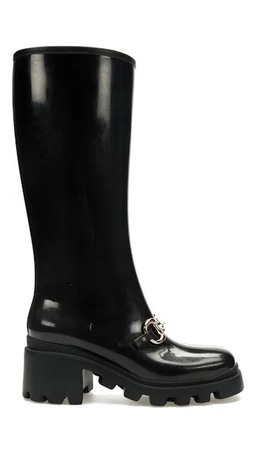 Gucci Horsebit Knee-High Boot Black Rubber (659707 JCCP0 1000)