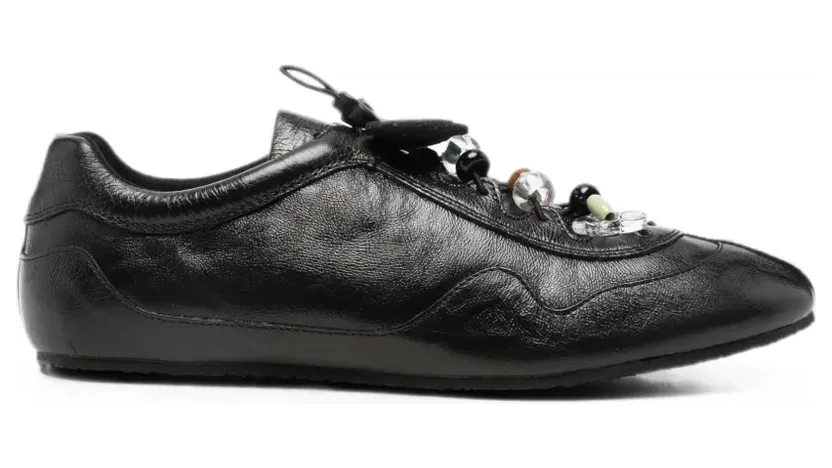 Cecilie Bahnsen Blaise leren met gekreukt effect “Black” (226FTW30006)