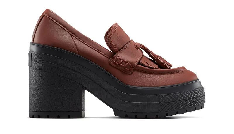 Converse Chuck 70 De Luxe Heel Loafer Platform Leather Dark Roast/Dark Roast/Black (A14715C)