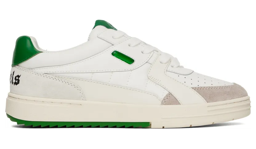 Palm Angels White & Green University Sneakers (PMIA078F22LEA0010155)