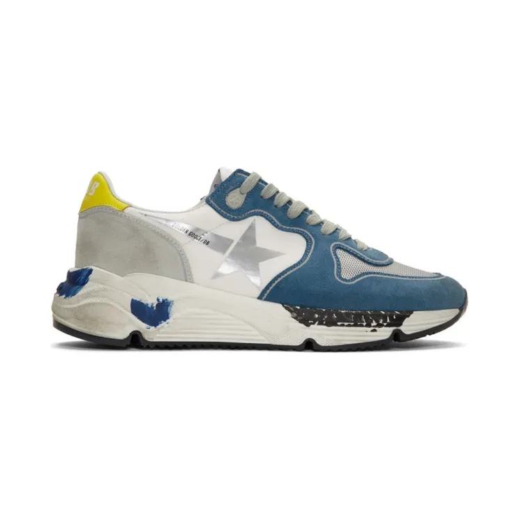 Golden Goose Blue and Grey Running Sole Sneakers (G35MS963.G6)