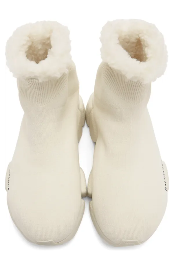 Balenciaga Off-White Sherpa Speed 2.0 Sneakers (669789 W2DI3) (5)