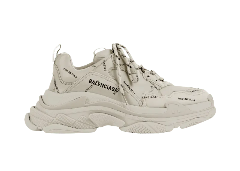 Balenciaga All Over Logo Triple S Beige (W) (524039W2FA19710)