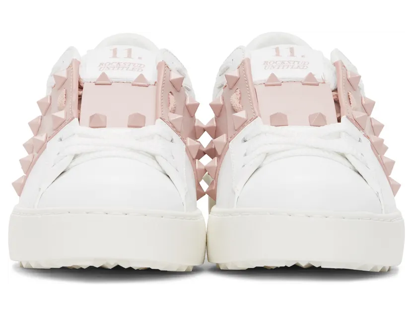Valentino Garavani White & Pink Valentino Garavani Rockstud Open Sneakers (VW2S0A01LTU) (2)