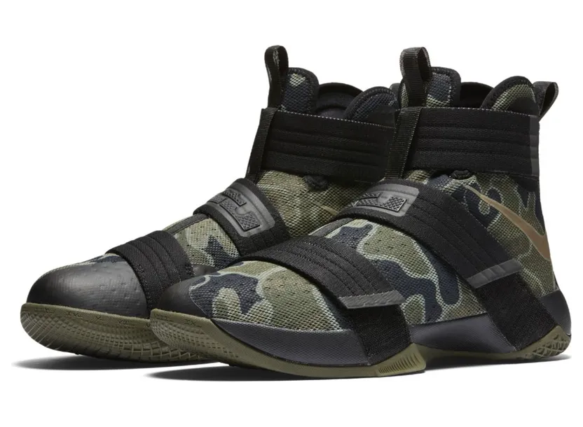 Nike Zoom LeBron Soldier 10 ‘Camo’ Black/Medium Olive Green-Green Bamboo (844378-022)