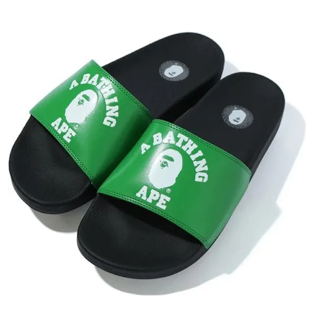 A Bathing Ape College Slide Sandals Green (FW22) (1G20-191-011)