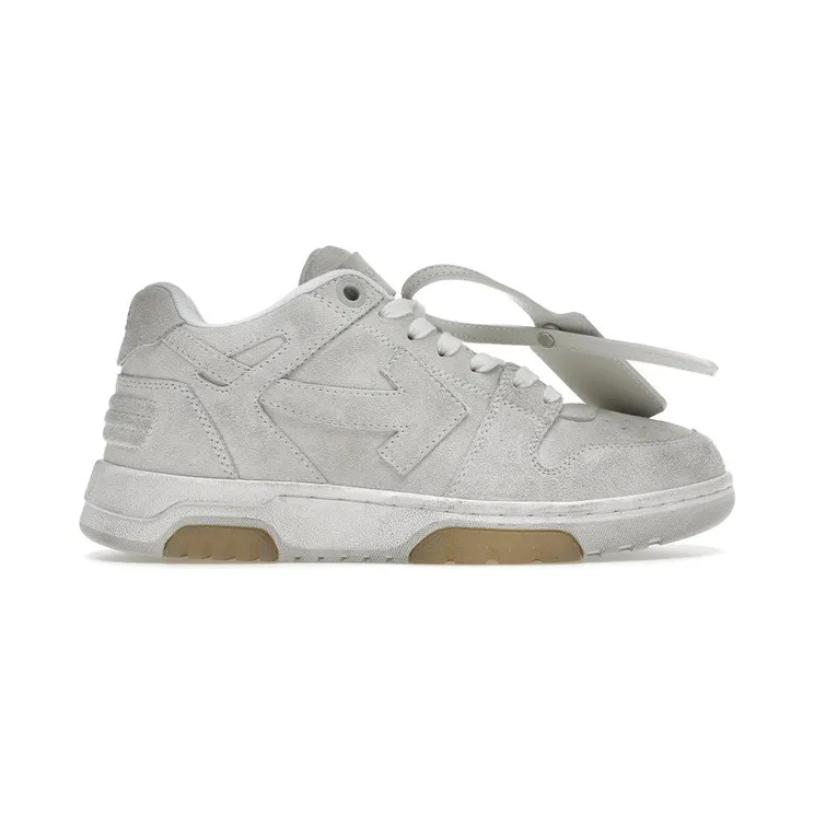 OFF-WHITE Out Of Office OOO Low Tops Vintage Suede Destressed White (OMIA189F22LEA0120101)