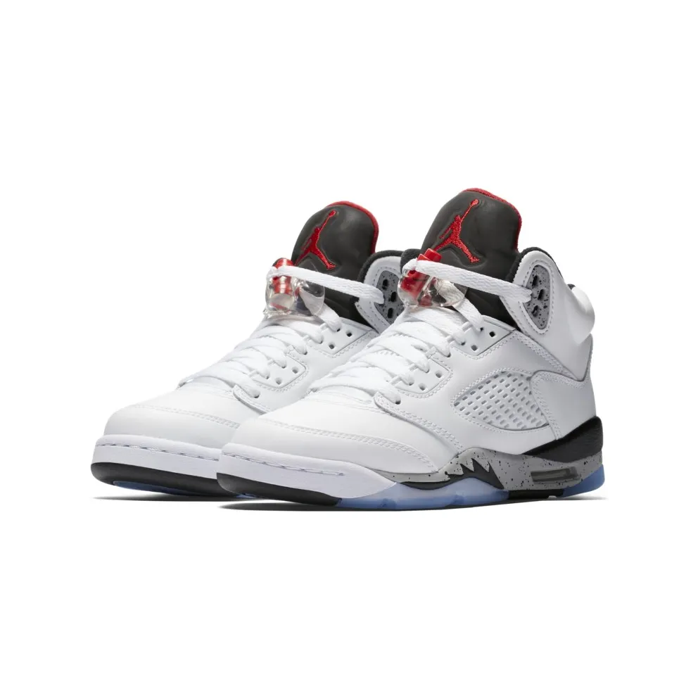 Jordan 5 Retro White Cement (GS) White/University Red-Black-Matte Silver (440888-104)