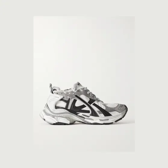 Balenciaga Runner Distressed Nylon, Suede and Rubber Sneakers Gray (772774W3RNY)