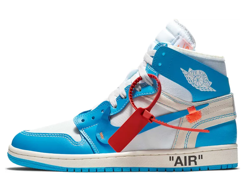 Jordan 1 Retro High Off-White University Blue (Sample) “White / Cone / Dark Powder Blue” (AQ0818-148)
