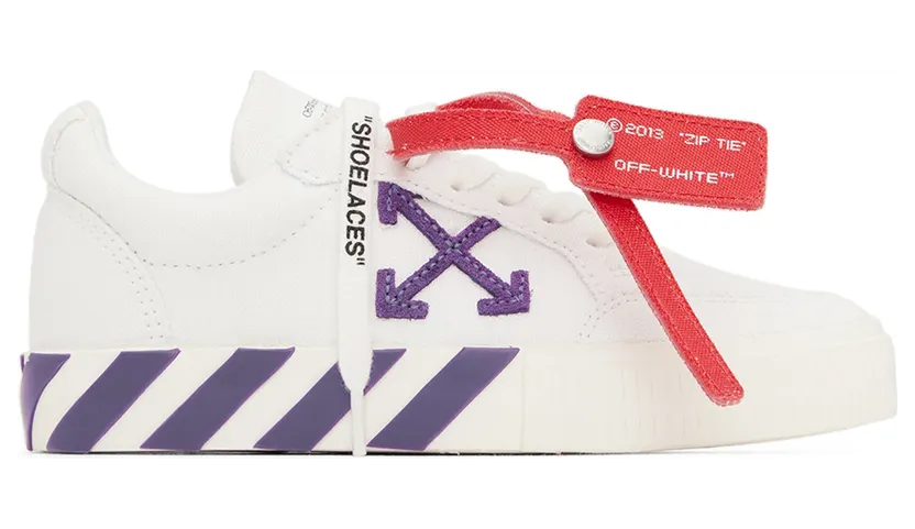 Off-White Kids White & Purple Vulcanized Sneakers (OGIA001S22FAB0010137)