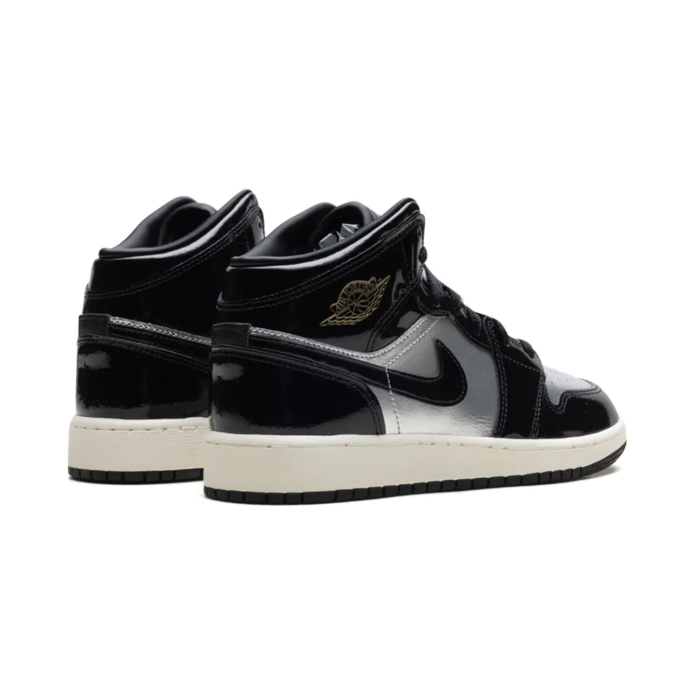 Jordan 1 Mid SE GS “Black Metallic Silver Sail Metallic Gold” (FZ3938-001)
