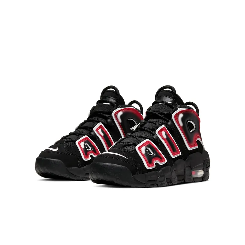 Nike Air More Uptempo Black White Laser Crimson (GS) Black/White-Laser Crimson (415082-010)