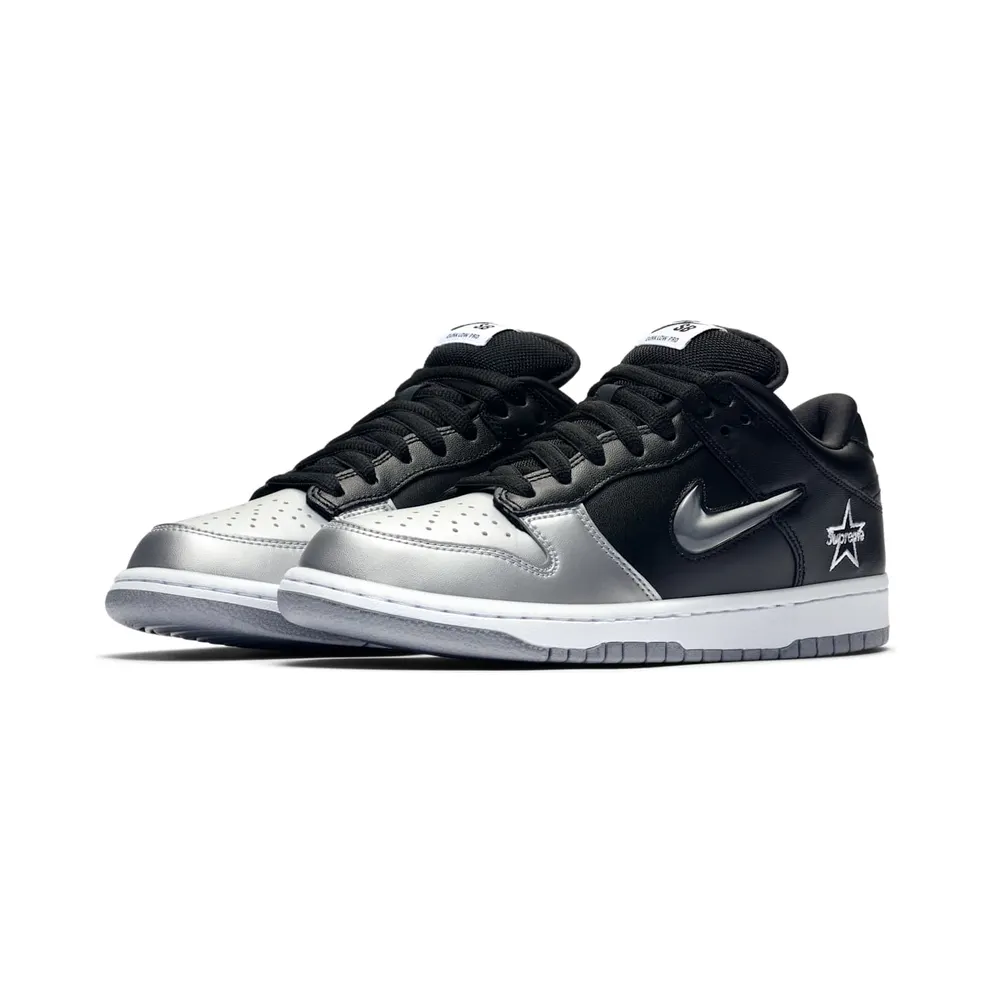 Nike SB Dunk Low Supreme Jewel Swoosh Silver Metallic Silver/Metallic Silver-Black (CK3480-001)