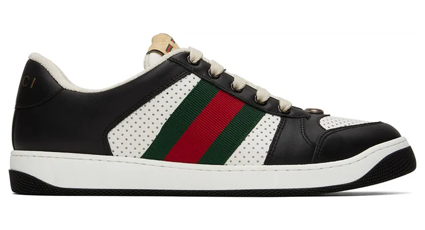 Gucci Black & White Screener Sneakers (546163 AAA4S)