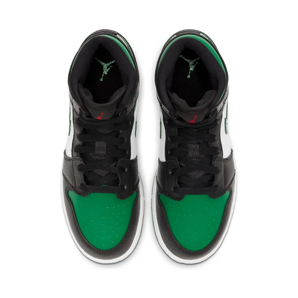 Jordan 1 Mid Green Toe (GS) Black/Gym Red-White-Pine Green (554725-067)