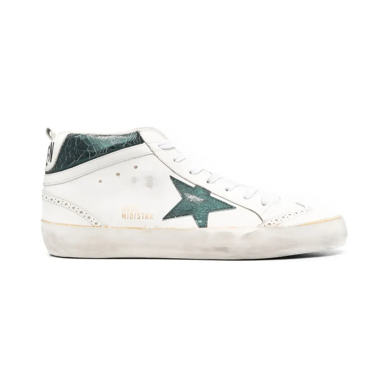 Golden Goose Mid Star sneakers met gebarsten effect – Beige (GMF00123F004532)