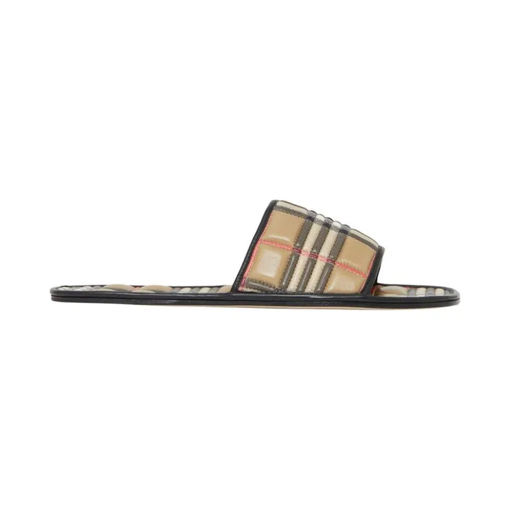 Burberry Quilted Leather Flat Slide Vintage Check (8056587)