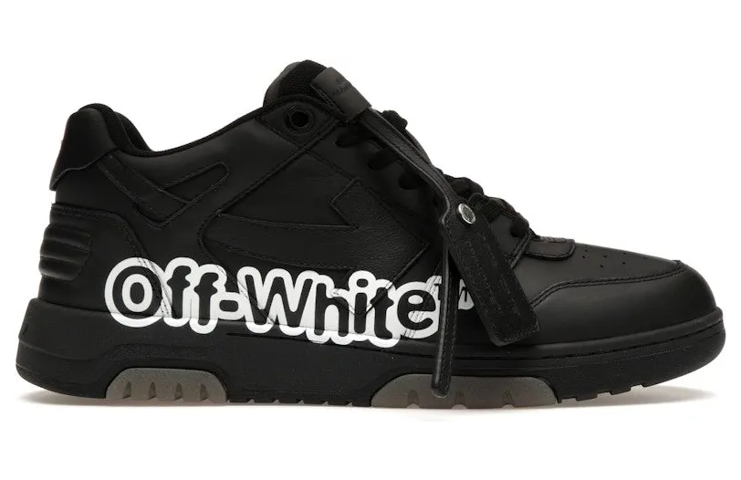 OFF-WHITE Out Of Office OOO Low Tops “Off-White” Black White (OMIA189S22LEA0041001)