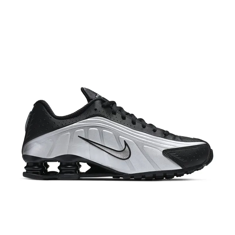 Nike Shox R4 Black Metallic Silver Black/Black-Metallic Silver-Bright Crimson (104265-045)