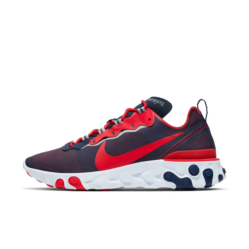 Nike React Element 55 New England Patriots College Navy/White-Silver-University Red (CK4883-400)