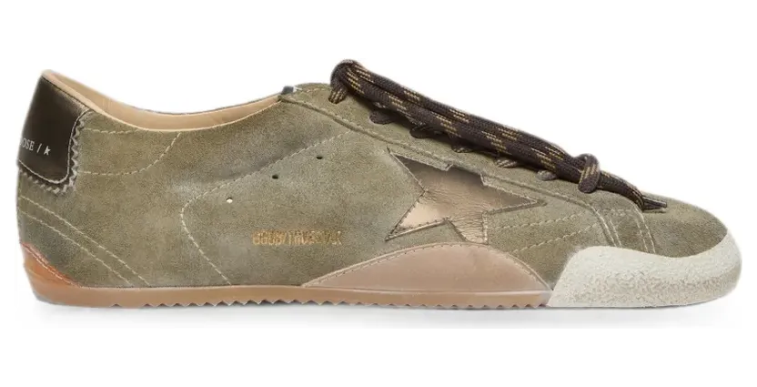 Golden Goose True-Star Sneakers aus olivem Wildleder mit goldfarbenem Stern – Grün (GMF00922F008631)