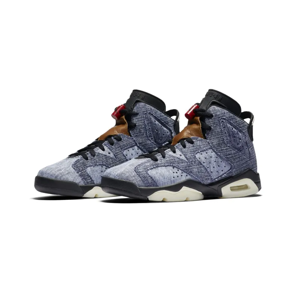 Jordan 6 Retro Washed Denim (GS) Washed Denim/Sail-Varsity Red-Black (CV5489-401)