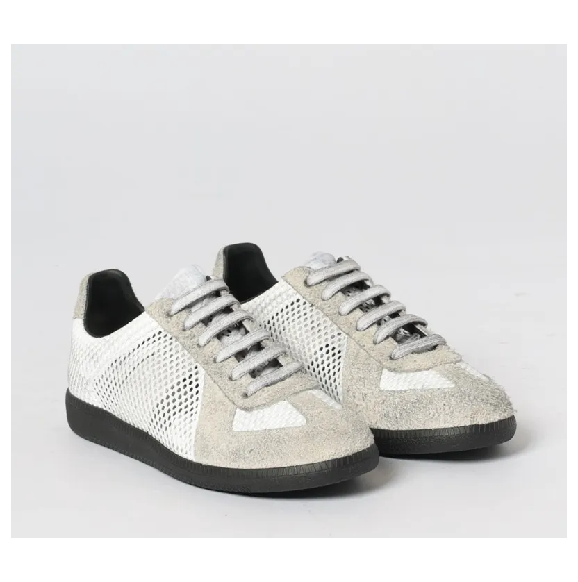 Maison Margiela Replica Used Suede and Mesh Nylon Sneakers Grey (S97WS0100P7645H0966)