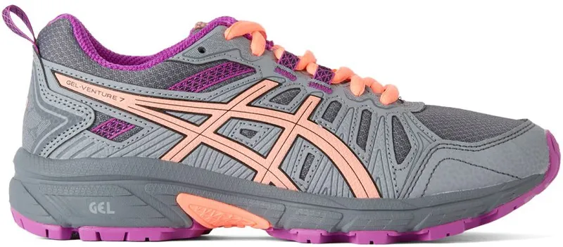 ASICS Kids Grey & Pink Gel-Venture 7 GS 020 Metropolis/Black (1014A072)