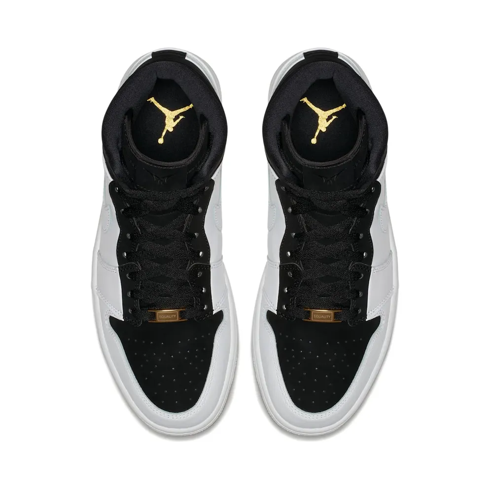 Jordan 1 Retro High Equality Black History Month (2018) Black/Black-White-Metallic Gold (AQ7474-001)