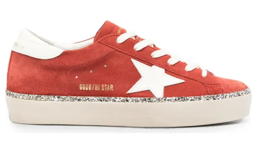 Golden Goose Hi Star Sneakers mit Glitter-Detail – Rot (GWF00118F008682)