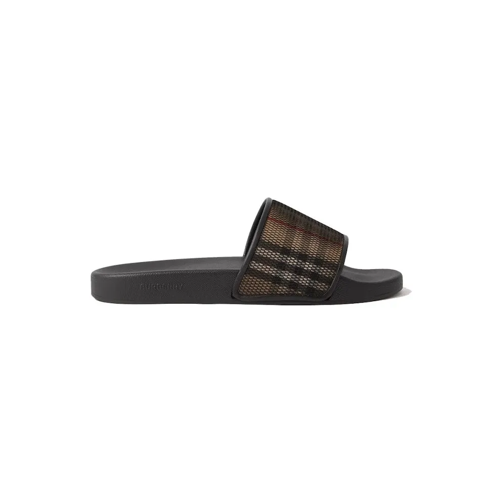 Burberry Check Cotton Mesh Slides Black (80655781)