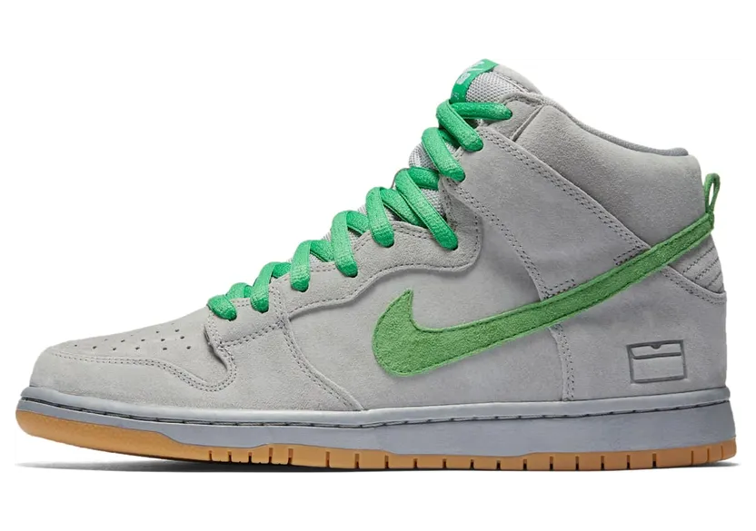 Nike SB Dunk High Silver Box Hyper Verde-Gum Yellow​/Metallic Silver (313171-039)