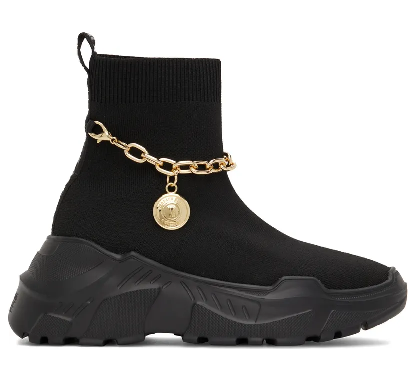 Versace Jeans Couture Black Knit Speedtrack High-Top Sneakers (E72VA3SC1EZS035)