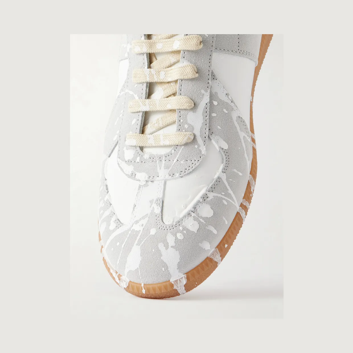 Maison Margiela Replica Paint-Splattered Leather Sneakers White (S57WS0517) (5)