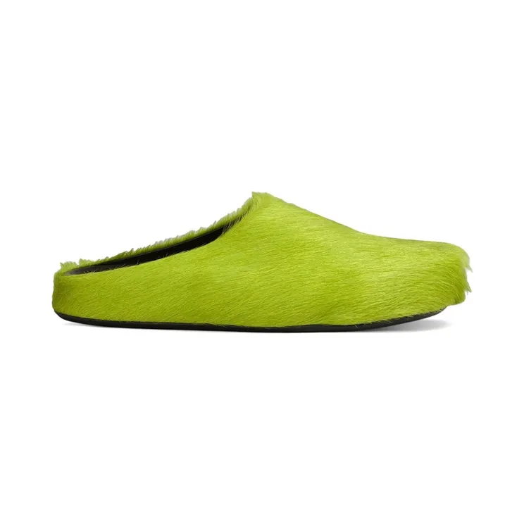 Marni Long Hair Calfskin Fussbett Sabot Mule Light Lime (SBMR000600P412200V07)