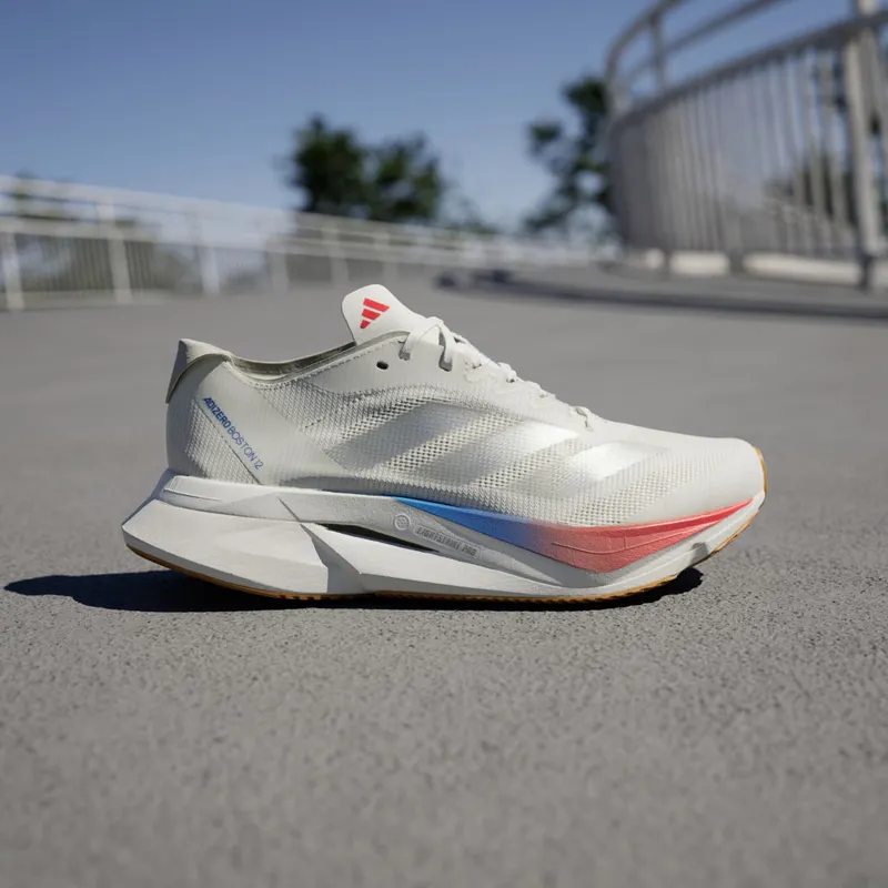 Adidas Adizero Boston 12 Core White / Matte Silver / Pure Ruby (JI4480)