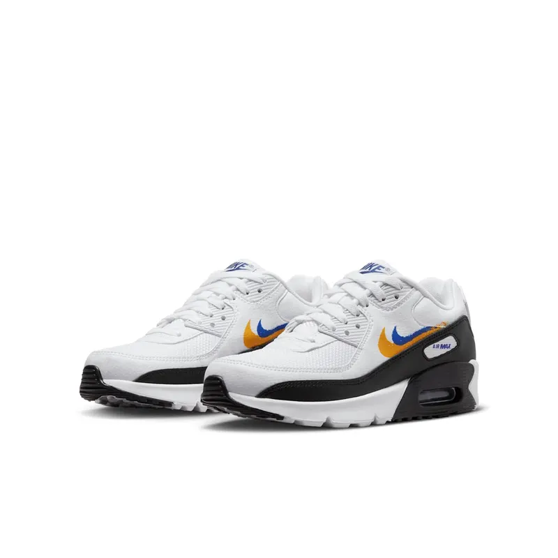 Nike Air Max 90 GS “Double Swoosh White Black Gold Royal” (FJ4592-100)