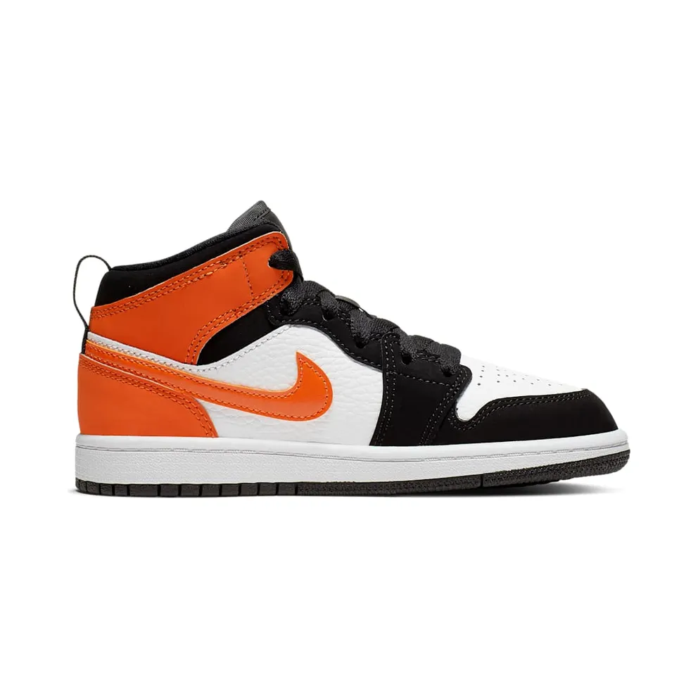 Jordan 1 Mid Shattered Backboard (PS) Black/Starfish-Starfish-White (640734-058)