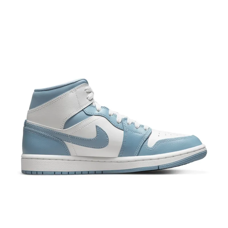 Jordan 1 Mid UNC (2022) (W) – “White / Worn Blue / Sail” (BQ6472-141)