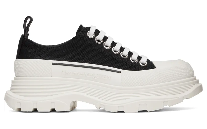 Alexander McQueen Black & White Tread Slick Sneakers (697072W4MV2)