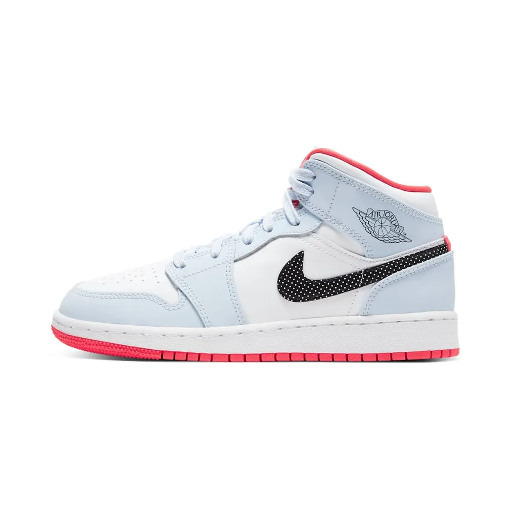 Jordan 1 Mid Half Blue Polka Dot Swoosh (GS)