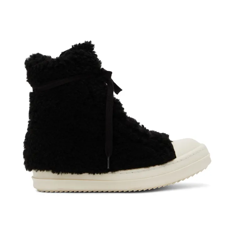 Rick Owens Black Shearling Strobe Sneakers (RU02B2890 LSHP)
